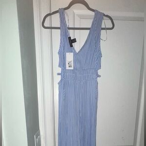 Light Blue and White Striped Jumpsuit